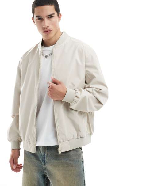 Chaqueta bomber color crema extragrande de Jack & Jones - view 1