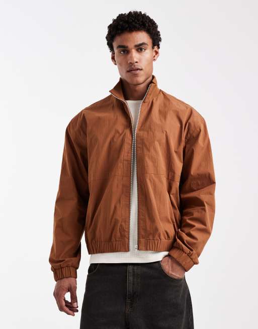 Chaqueta bomber color óxido con cuello alzado de canalé de ASOS DESIGN