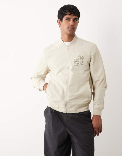 Chaqueta bomber color piedra ligera con detalle estampado de ASOS DESIGN, 3 de 5