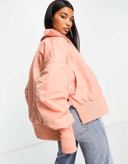 Chaqueta bomber color rubor de canalé de adidas Originals