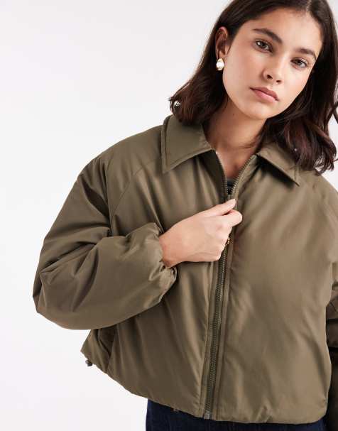 Chaqueta bomber corta caqui acolchada con solapas de Brave Soul - view 1