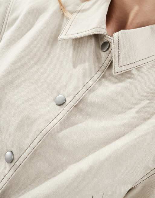 Chaqueta bomber de sastre color piedra con solapas de lino de ASOS DESIGN, 4 de 4
