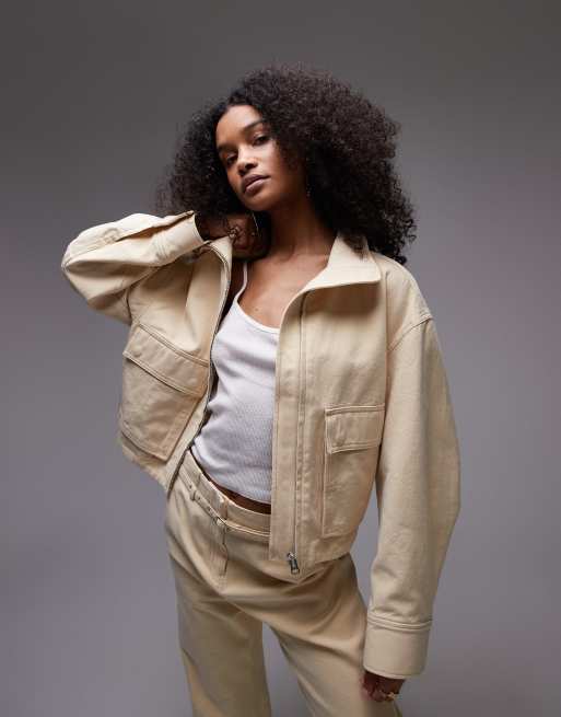 Chaqueta bomber de sastre corta amarillo pastel holgada de & Other Stories (parte de un conjunto)