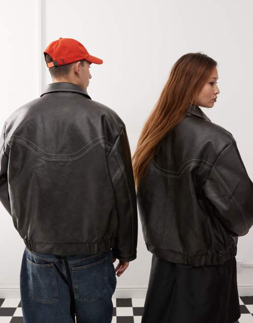Chaqueta bomber de tejido efecto cuero de COLLUSION Unisex, 4 de 4
