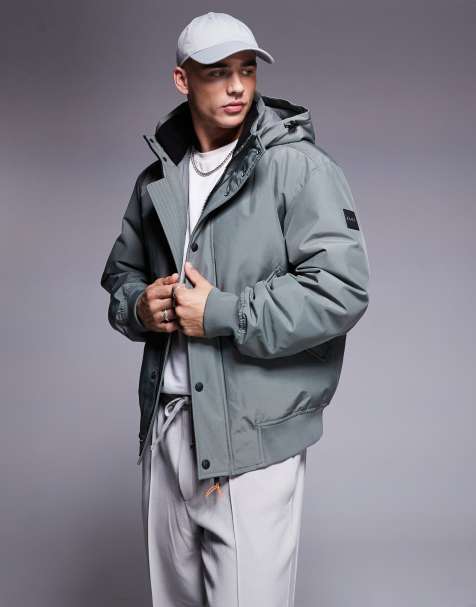Chaqueta bomber gris acolchada con capucha Osis de BOSS - view 1