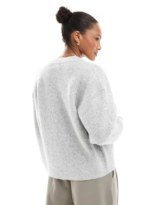 Chaqueta bomber gris con cuello alto y cremallera bidireccional de punto premium de 4th & Reckless, 4 de 4