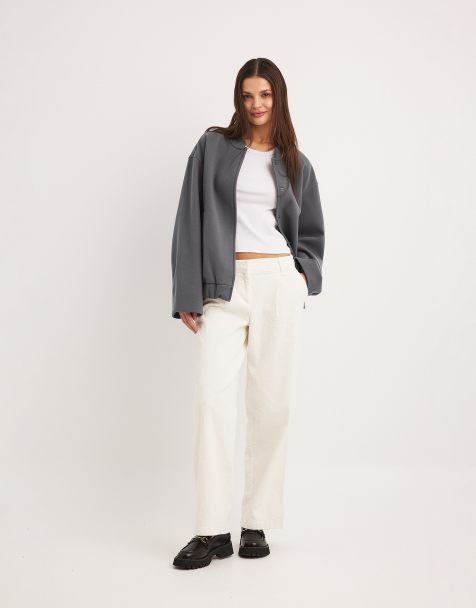 Chaqueta bomber gris jaspeado de punto liso de NA-KD - view 1