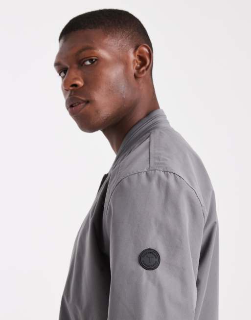 Chaqueta bomber gris pizarra con cremallera delantera y bolsillos de Threadbare, 3 de 5
