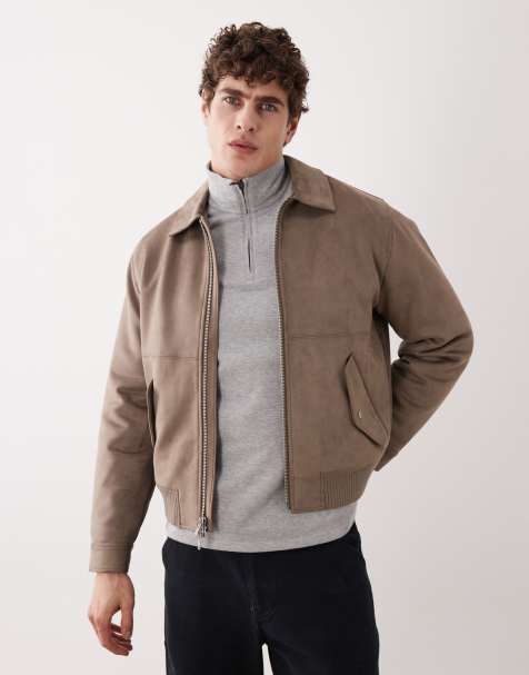 Chaqueta bomber marrón claro con solapas de antelina de Abercrombie & Fitch - view 1