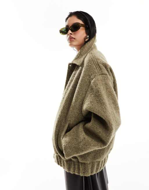 Chaqueta bomber marrón con acabado cepillado de Mango