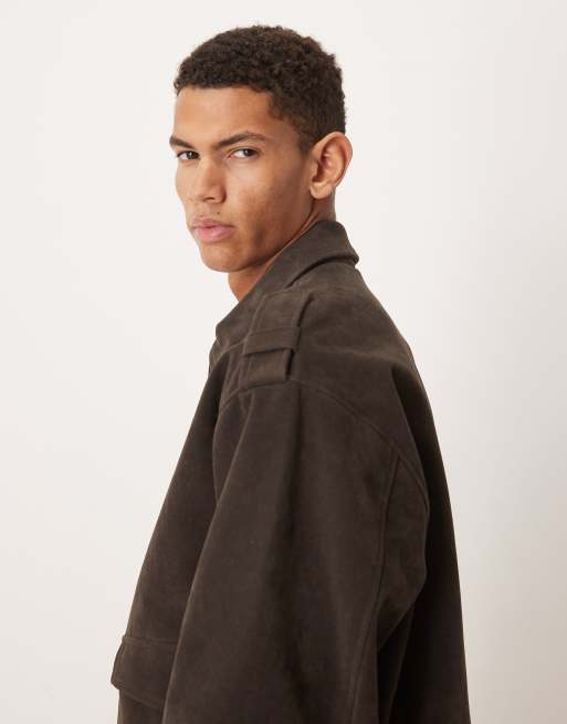 Chaqueta bomber marrón de antelina de ASOS DESIGN, 4 de 5