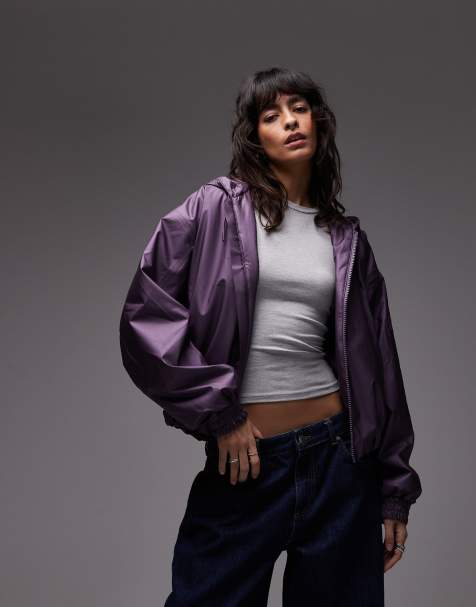 Chaqueta bomber morado metalizado impermeable y aislante con capucha 17290 Lohja de Rains - view 1