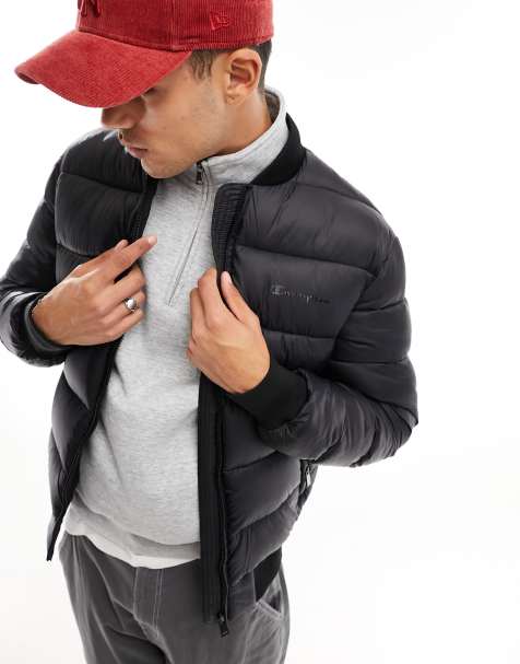  9 Crowns Chaqueta bomber acolchada para hombre, Negro - : Ropa,  Zapatos y Joyería