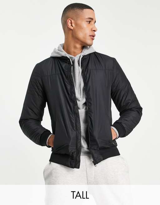 Chaqueta bomber negra con diseño acolchado de French Connection Tall