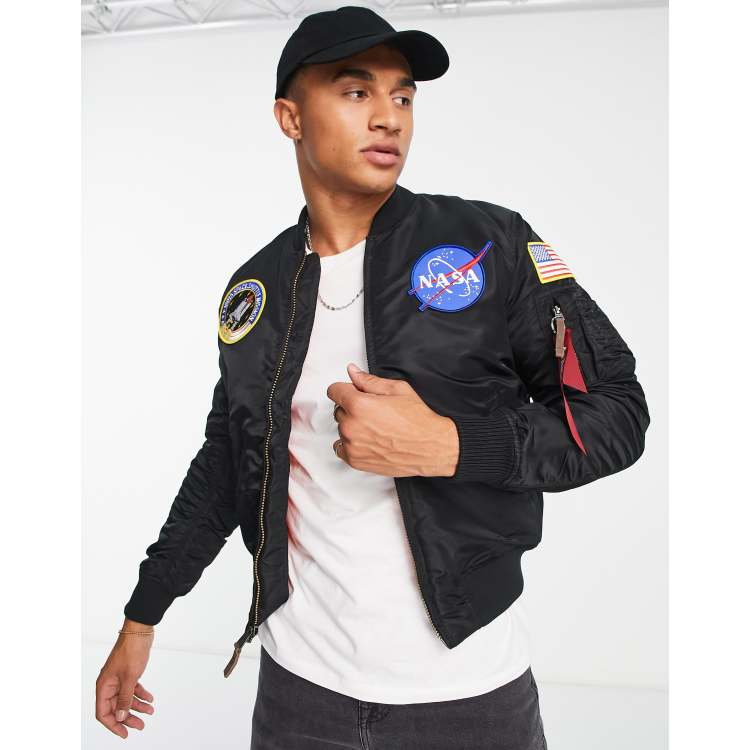 Chaqueta Alpha Industries Para Hombre Mediana MA-1 Bombardero Cráneo  Parches Vuelo Reversible