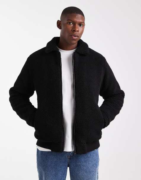 Chaqueta bomber negra de borreguito de Brave Soul - view 1