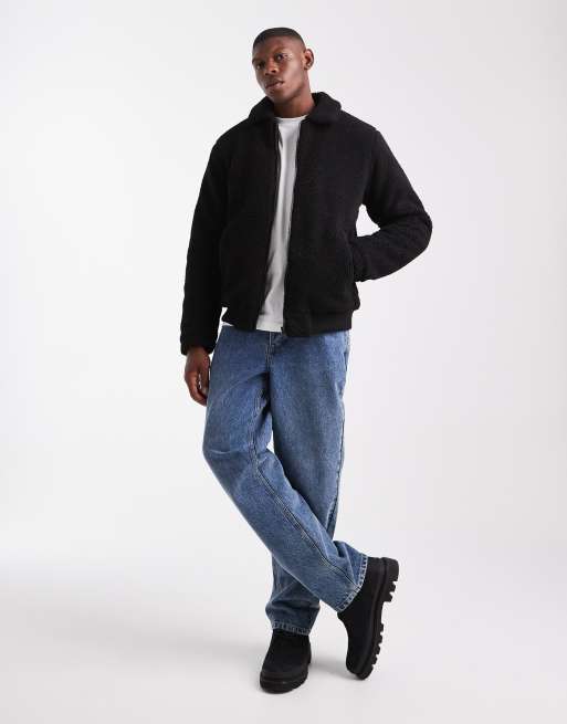 Chaqueta bomber negra de borreguito de Brave Soul, 2 de 5