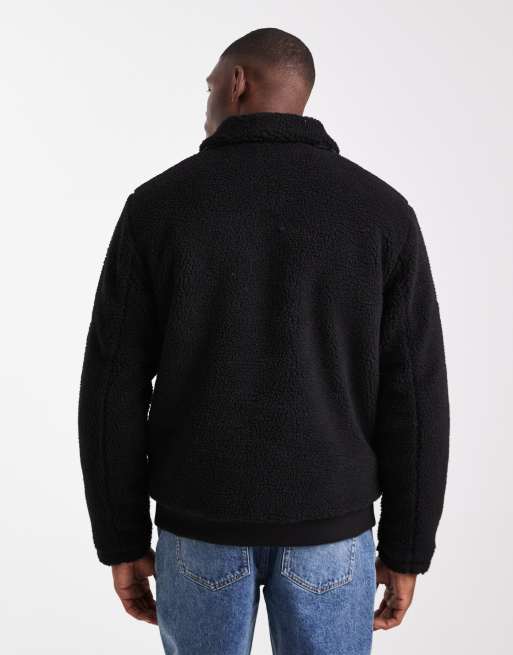Chaqueta bomber negra de borreguito de Brave Soul, 3 de 5
