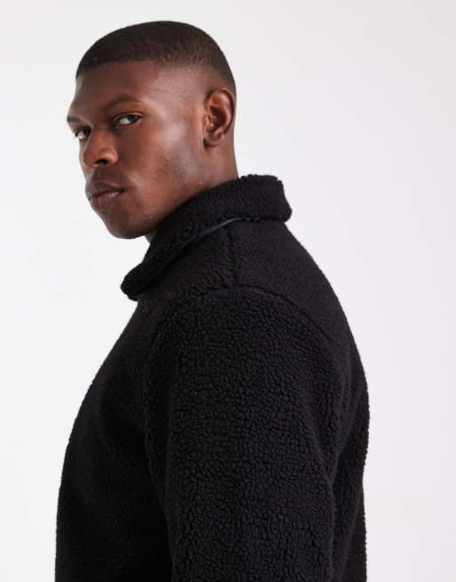 Chaqueta bomber negra de borreguito de Brave Soul, 4 de 5