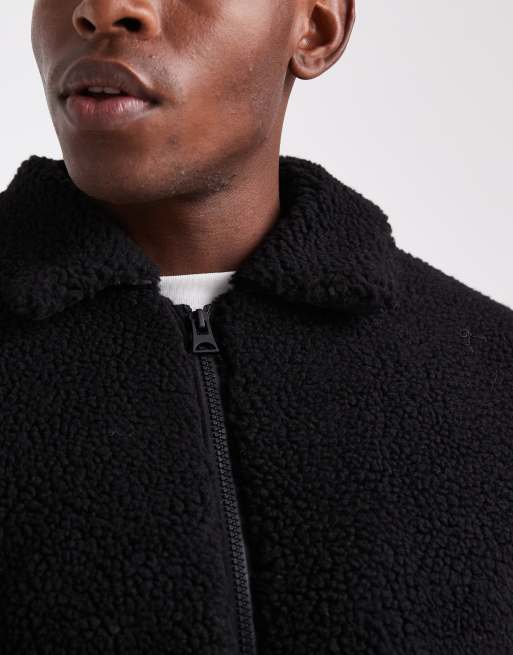 Chaqueta bomber negra de borreguito de Brave Soul, 5 de 5