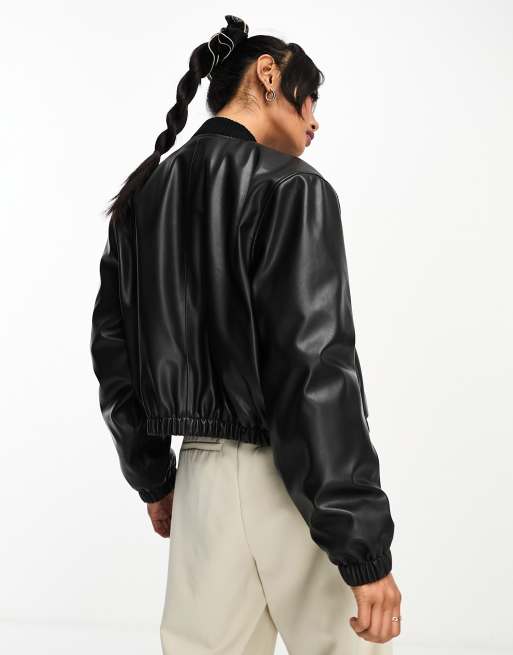 Chaqueta bomber negra de cuero sintético de Abercrombie & Fitch, 4 de 4