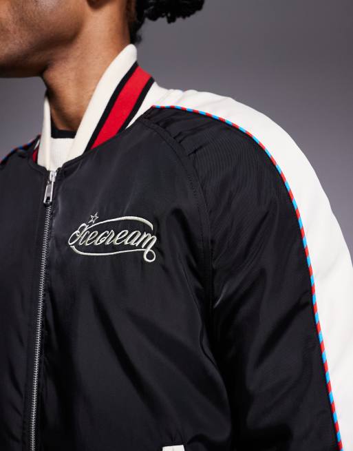 Chaqueta bomber negra de satén Running Dog de ICECREAM, 5 de 5