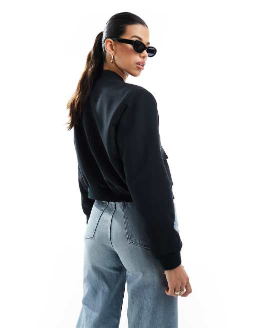 Chaqueta bomber negra estructurada suave de Abercrombie & Fitch, 4 de 4