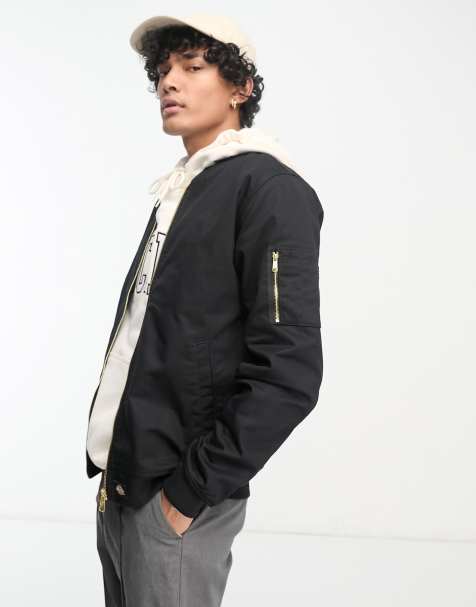 Chaqueta bomber negra unisex con botones de IIQUAL