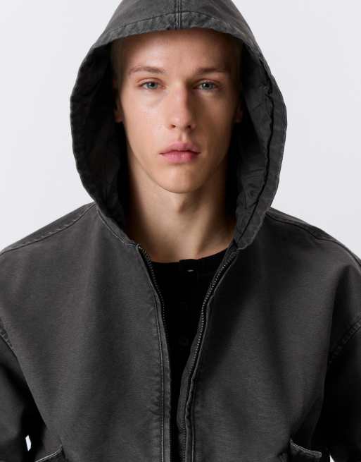 Chaqueta bomber negro lavado de lona de Weekday, 3 de 4