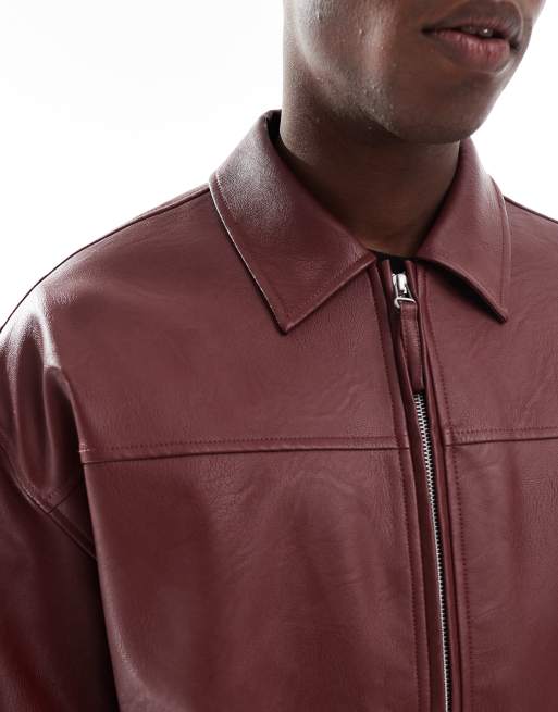 Chaqueta bomber roja de cuero sintético de ASOS DESIGN, 5 de 5