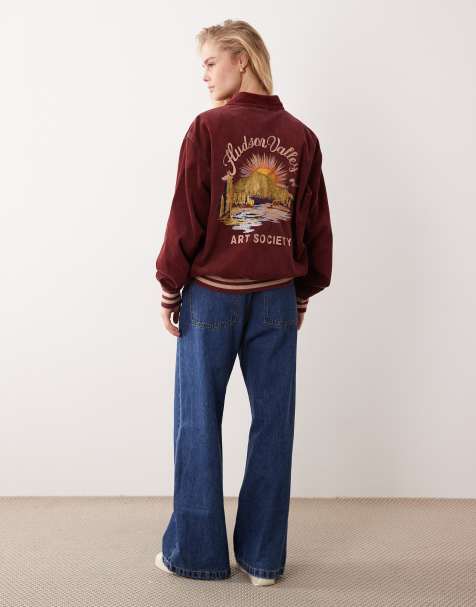 Chaqueta bomber rojo lavado con forro y bordado en la espalda de pana de Polo Ralph Lauren - view 1