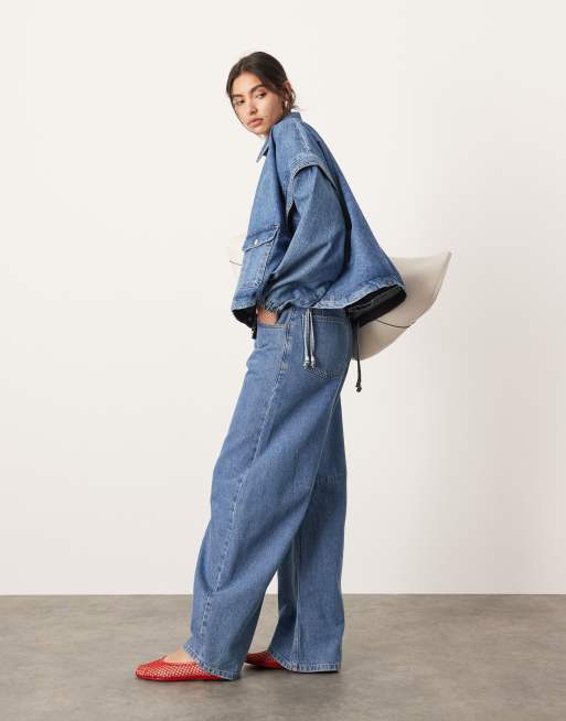 Chaqueta bomber vaquera azul medio con detalle de solapas de ASOS EDITION, 4 de 4