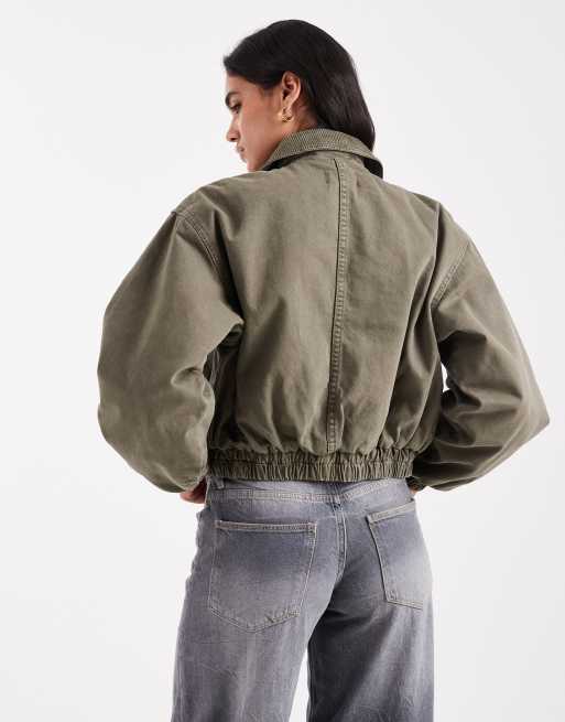 Chaqueta bomber vaquera caqui de ASOS DESIGN, 2 de 4