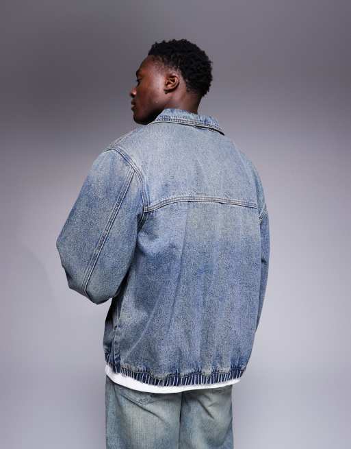 Chaqueta bomber vaquera con lavado azul medio de ASOS DESIGN, 2 de 4