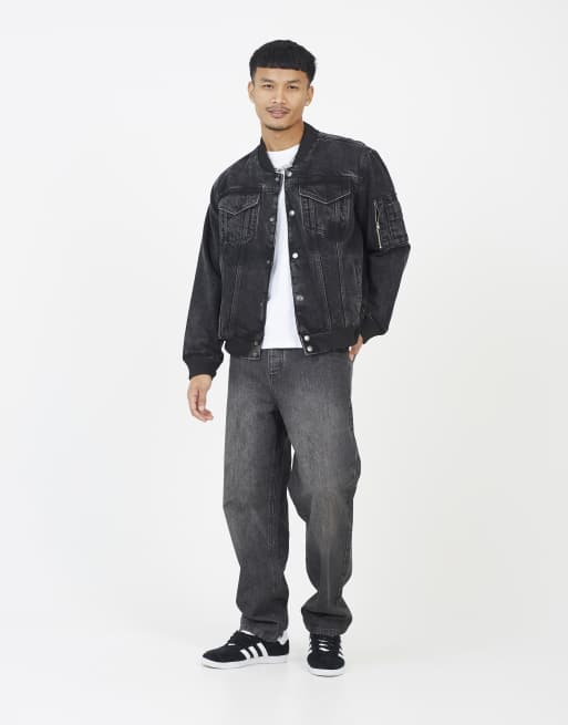 Chaqueta bomber vaquera negro lavado de Brave Soul, 2 de 4
