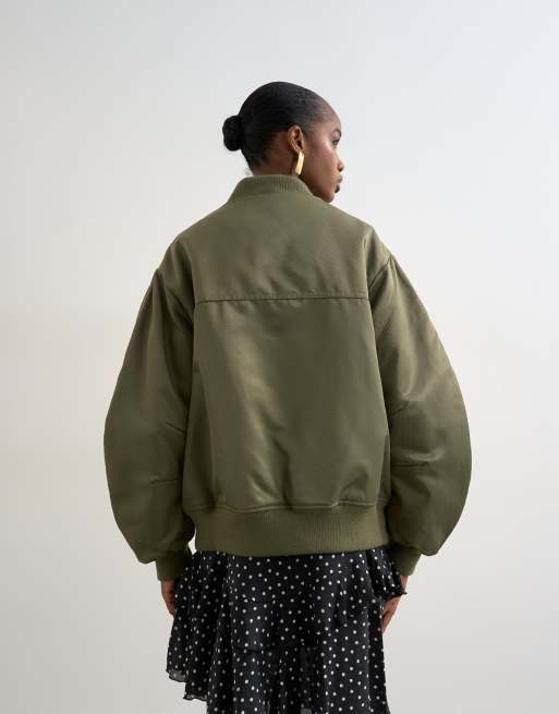 Chaqueta bomber verde con forro en contraste de Topshop , 4 de 4