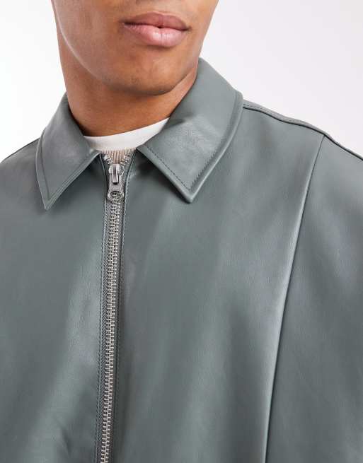Chaqueta bomber verde salvia de cuero sintético de ASOS DESIGN, 5 de 5