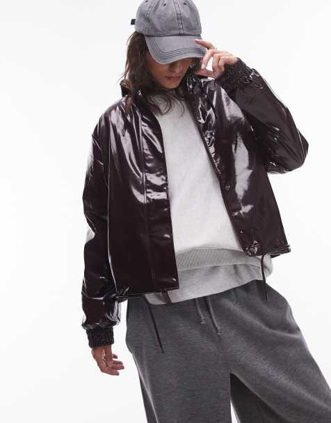 Chaqueta burdeos brillante impermeable con cordón ajustable 18040 exclusiva en ASOS de Rains - view 1
