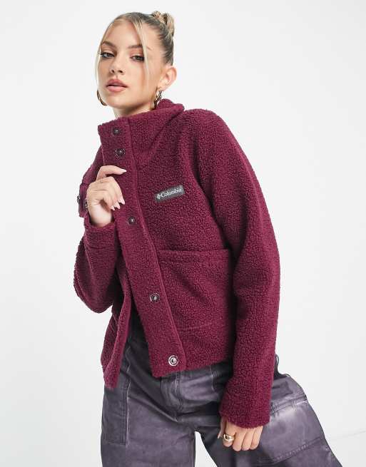 Chaqueta burdeos con botones de presión de felpa tipo sherpa Panorama de Columbia