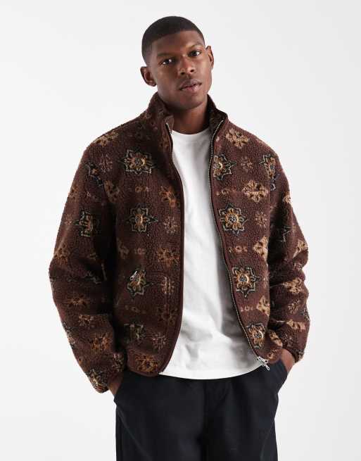 Chaqueta burdeos estampada de tejido tipo peluche de Jack & Jones