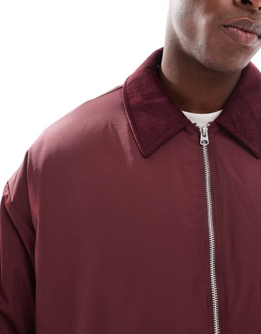 Chaqueta burdeos extragrande con cuello de pana de ASOS DESIGN , 4 de 5