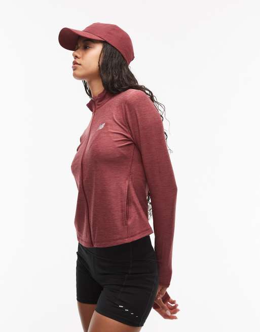 Chaqueta burdeos jaspeado con cremallera de New Balance