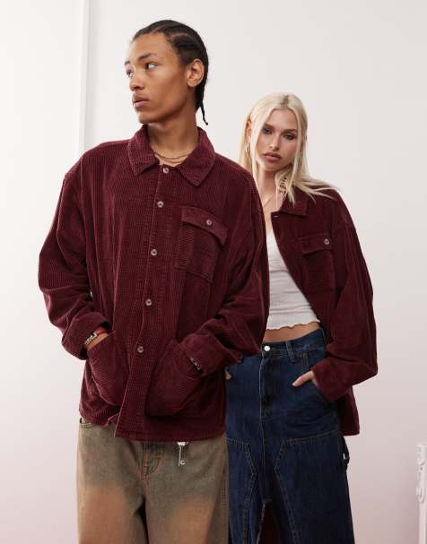Chaqueta burdeos unisex estilo camisa de pana de Reclaimed Vintage - view 1