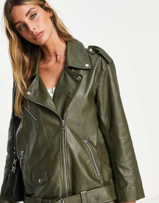 Chaqueta caqui de cuero de ASOS DESIGN, 4 de 4