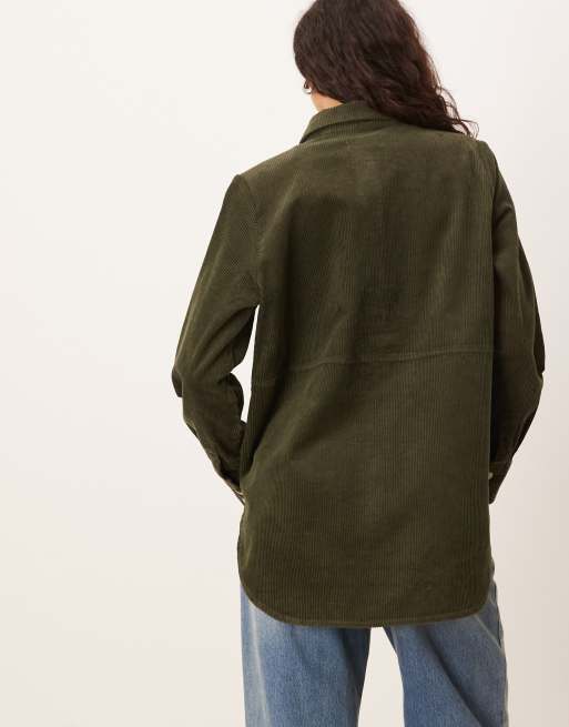 Chaqueta caqui estilo camisa holgada de pana de JDY, 3 de 4