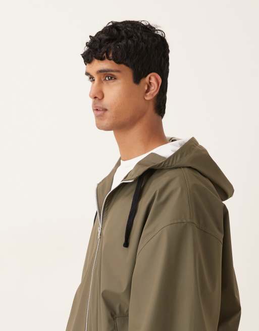Chaqueta caqui extragrande con capucha y acabado engomado de ASOS DESIGN, 4 de 5