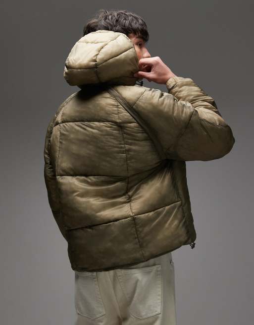 Chaqueta caqui lavado acolchada con capucha de COLLUSION, 3 de 5