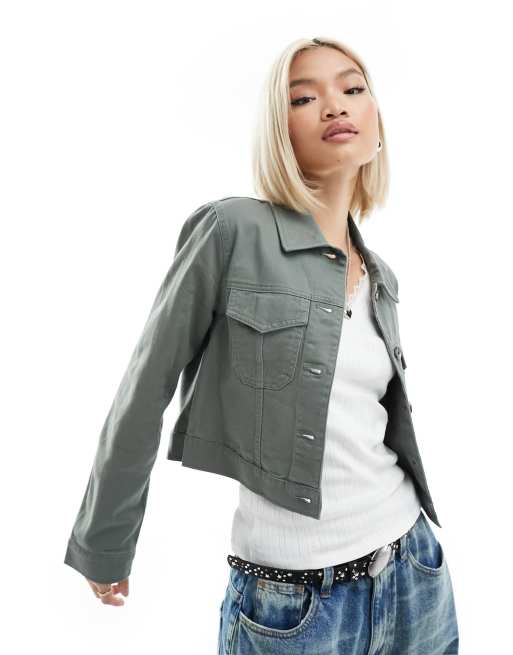 Chaqueta caqui ligera con solapas de Monki