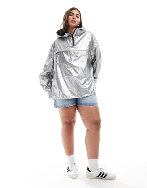 Chaqueta chubasquero plateado metalizado plegable de ASOS DESIGN Curve - view 1