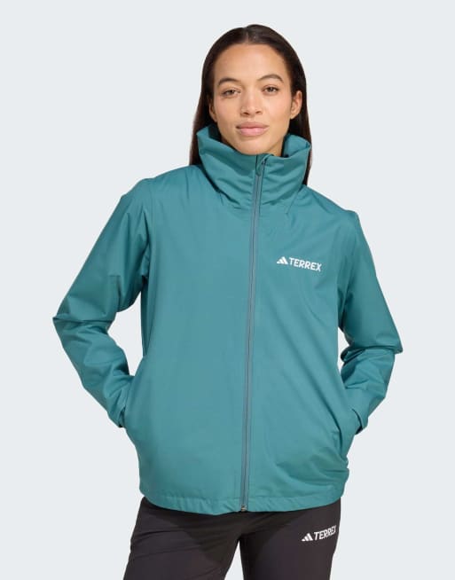 Chaqueta color cerceta envejecido impermeable Multi Essentials 2L de adidas Performance